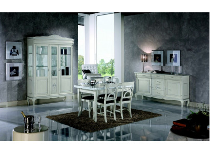 Set de salle à manger Design Suite 7 pièces Meubles en bois Commode 4x Chaise Table Vitrine Neuf