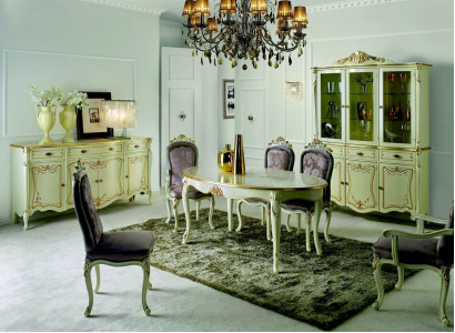 Table à manger 5 chaises Ensemble de salle à manger complet 6pcs Bois Mobilier italien neuf