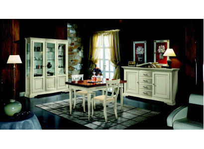 Ensemble de salle à manger Design 5 pièces en bois Meuble commode 2x Chaise Table Vitrine nouveau