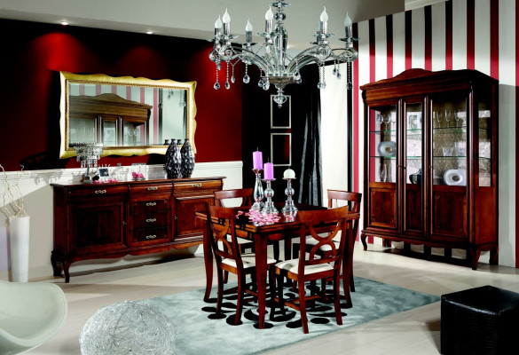 Table à manger 4 chaises Vitrine Commode Miroir Ensemble complet de salle à manger 8 pièces neuf