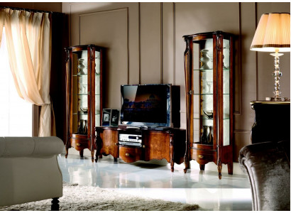 Meuble TV 3 pièces de luxe avec 2x vitrine design Meuble baroque italien style nouveau