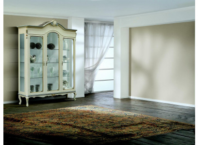 Design Mobilier en bois de luxe italien Armoire Baroque Vitrine Blanc Salon xxl neuf