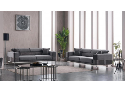 Canapé design gris Club Mobilier canapés 3+3 places Rembourrage 230cm Canapés
