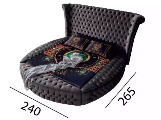 Lit Chesterfield Lit rembourré de luxe Lit de chambre Design Lits Textile Velours nouveau