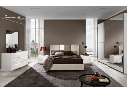 Suite Set 6 pièces Chambre Lit Table de chevet Commode Miroir Armoire