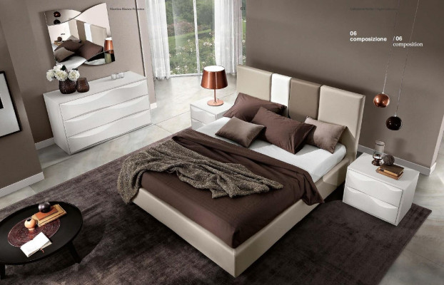 Suite Set 6 pièces Chambre Lit Table de chevet Commode Miroir Armoire