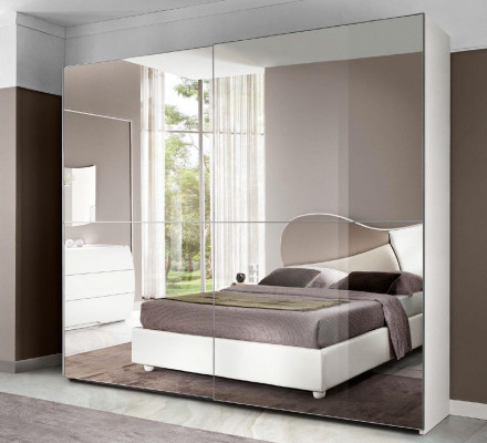 Suite Set 6 pièces Chambre Lit Table de chevet Commode Miroir Armoire