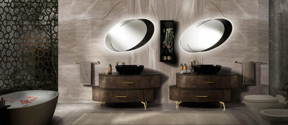 Conception Meubles de salle de bain Salle de bain 6 pcs. Ensemble Garde-robe Suite Lavabo Éclairage