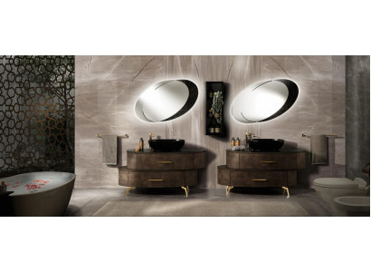Conception Meubles de salle de bain Salle de bain 6 pcs. Ensemble Garde-robe Suite Lavabo Éclairage
