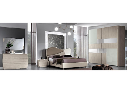 Ensemble complet de chambre à coucher Lit moderne royal Armoire Table de chevet 5 pièces