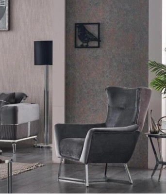 Fauteuil gris Salon Textile Mobilier Design moderne Tissu d'ameublement Siège de luxe