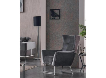 Fauteuil gris Salon Textile Mobilier Design moderne Tissu d'ameublement Siège de luxe