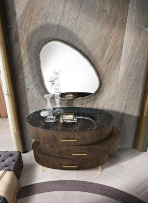 Luxueux ensemble de 5 pièces. Chambre Lit Table de chevet Commode Miroir Suite Double neuf