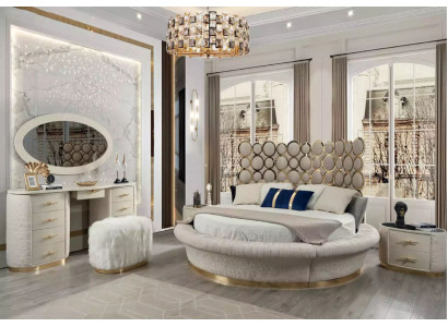 Lit rond Lits design ronds Double en cuir de luxe Cadre chambre de sommeil d'hôtel