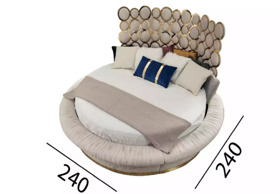 Lit rond Lits design ronds Double en cuir de luxe Cadre chambre de sommeil d'hôtel