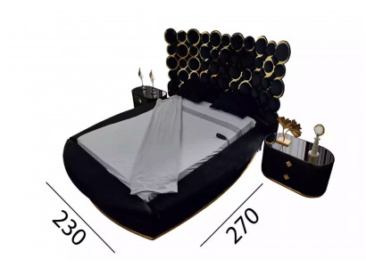 Lit de designer lits en tissu de luxe Chambre à coucher Lit double 200x200cm cadre de lit