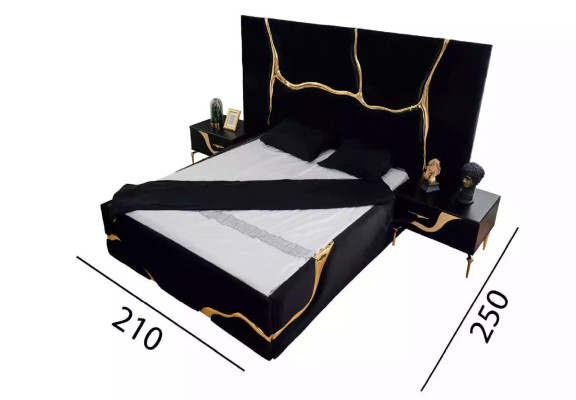 Chambre de luxe Lit avec motif doré 200x200