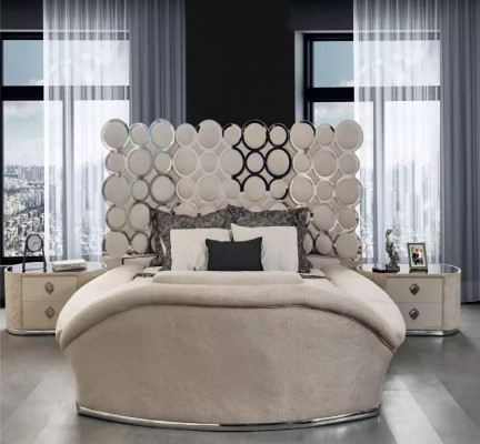 Lit de designer lits en textile de luxe Chambre à coucher Lit double lit 200x200cm cadre de lit