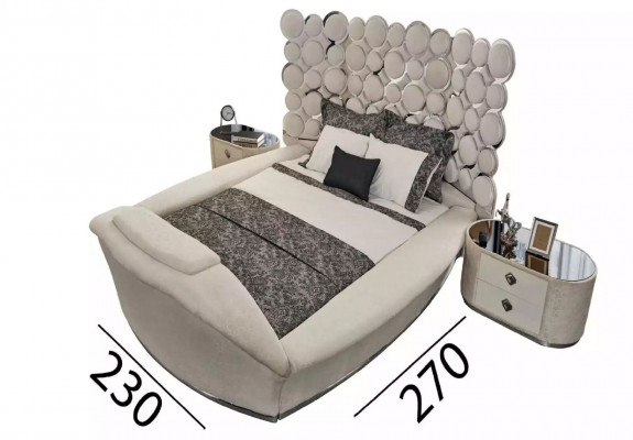 Lit de designer lits en textile de luxe Chambre à coucher Lit double lit 200x200cm cadre de lit