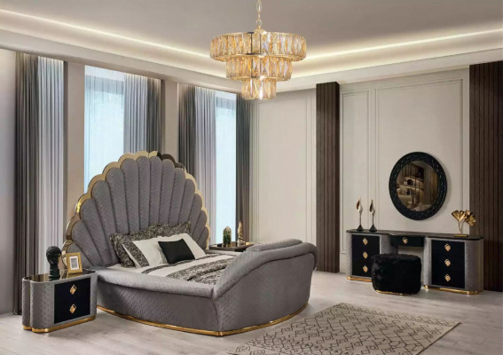 Chambre Lit 2x Tables de chevet Lits de luxe Ensemble de meubles de design complet 3 pièces