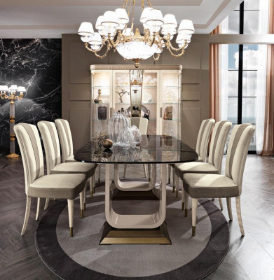 Table Table à manger Bois Salle à manger Ensemble 6x Chaise Set Chaises Groupe à dossier incliné Italie