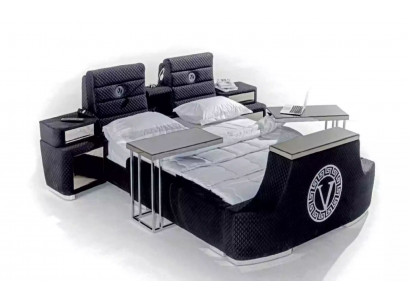 Lit double moderne Lit double de luxe bleu Lit moderne design cadre de lit neuf