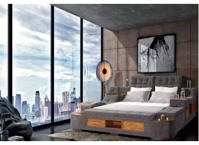 Lit multifonction Lit double Lits Modern Cadre de lit Lits 200x200cm Hôtel nouveau