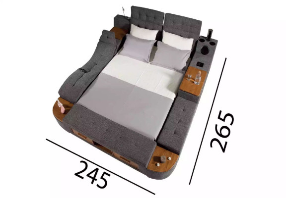 Lit multifonction Lit double Lits Modern Cadre de lit Lits 200x200cm Hôtel nouveau