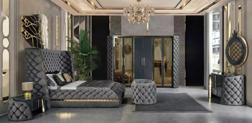 Design de rembourrage de lit de chambre de luxe. Lits doubles de luxe pour hôtel Chesterfield.
