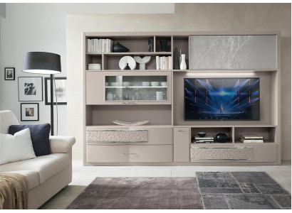 Garde-robe murale Buffet bahut de télévision Unité murale Commode Bois Design Moderne Beige