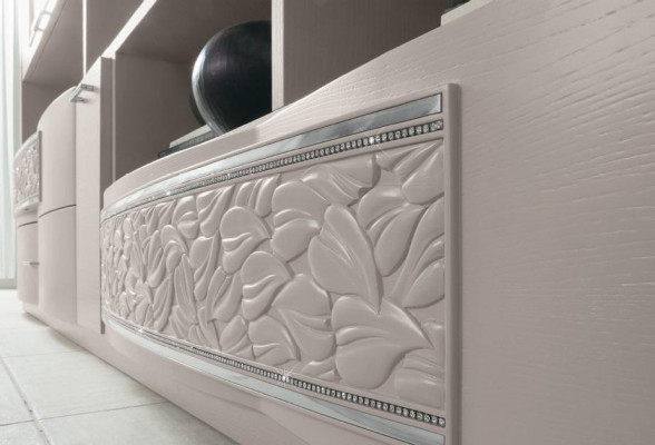 Garde-robe murale Buffet bahut de télévision Unité murale Commode Bois Design Moderne Beige