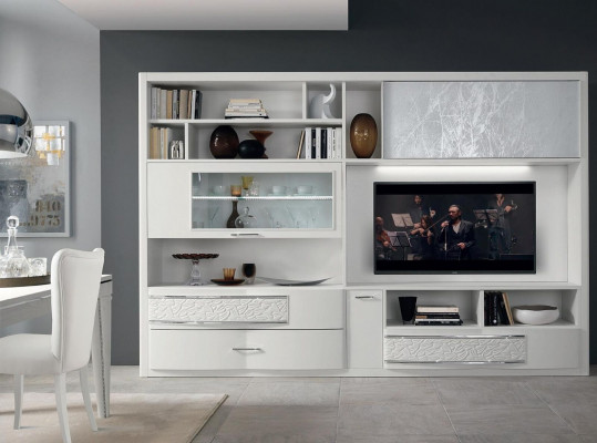 Unité murale Meuble TV Armoire murale Buffet Télévision Commode en bois Design Mobilier moderne neuf