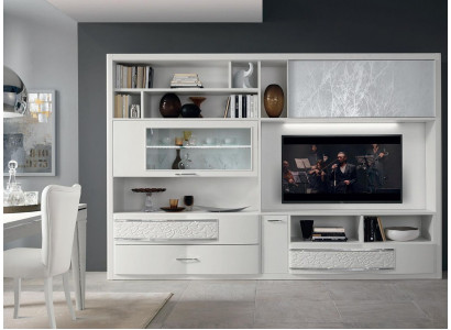 Unité murale Meuble TV Armoire murale Buffet Télévision Commode en bois Design Mobilier moderne neuf