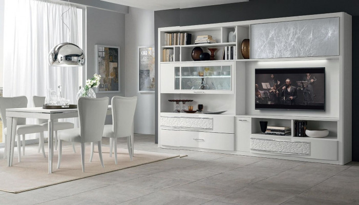 Unité murale Meuble TV Armoire murale Buffet Télévision Commode en bois Design Mobilier moderne neuf