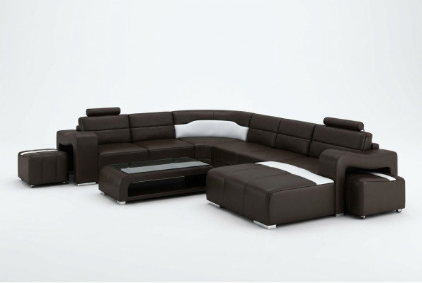 Canapé en cuir Canapé Coin de vie Canapé d'angle Suite d'angle Design Canapé moderne