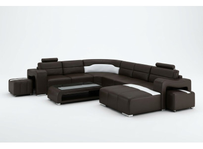 Canapé en cuir Canapé Coin de vie Canapé d'angle Suite d'angle Design Canapé moderne