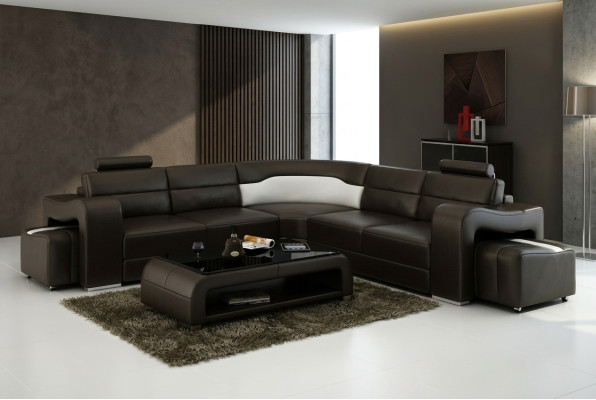 Canapé en cuir Canapé Canapé d'angle Canapé d'angle Suite d'angle Design Canapé moderne F3008B