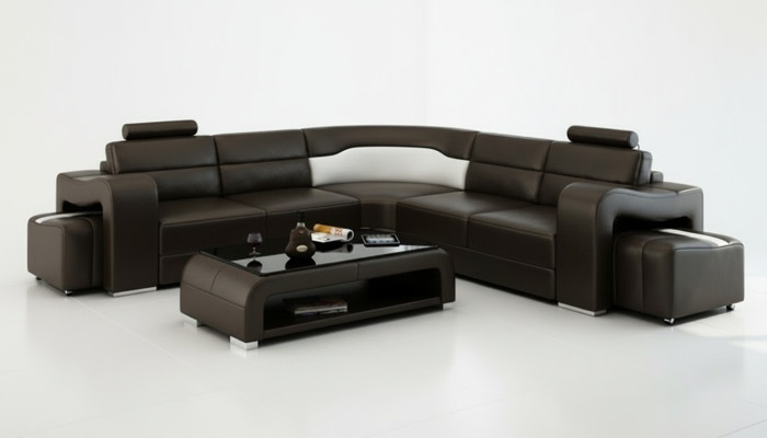 Canapé en cuir Canapé Canapé d'angle Canapé d'angle Suite d'angle Design Canapé moderne F3008B