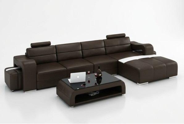 Canapé en cuir Canapé Coin salon Canapé d'angle Suite d'angle Design Canapé moderne F3008C