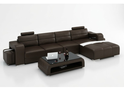 Canapé en cuir Canapé Coin salon Canapé d'angle Suite d'angle Design Canapé moderne F3008C