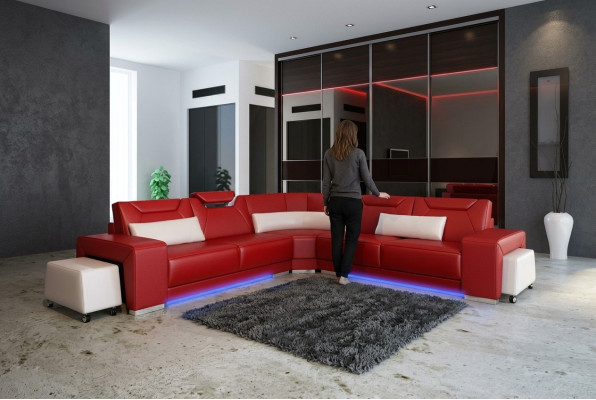 Canapé en cuir Canapé Canapé d'angle Canapé d'angle Suite d'angle Design Canapé moderne F3011B