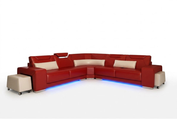 Canapé en cuir Canapé Canapé d'angle Canapé d'angle Suite d'angle Design Canapé moderne F3011B