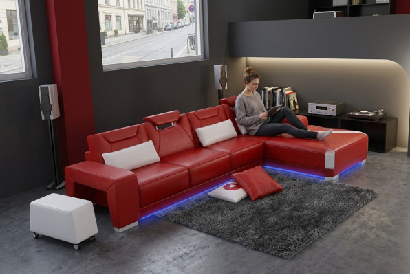 Canapé en cuir Canapé Chaise longue Coin canapé Suite d'angle Design Canapé moderne F3011C