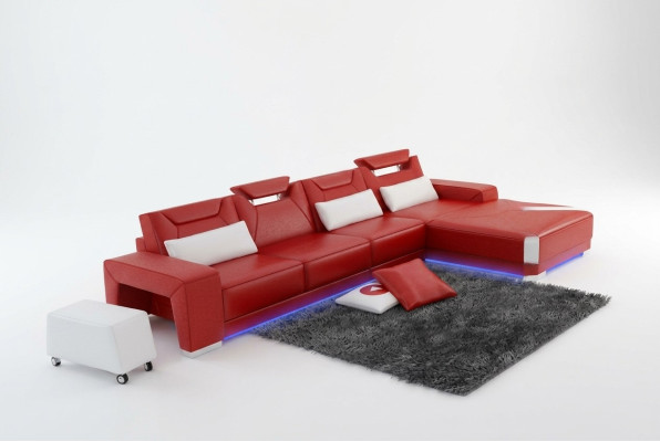 Canapé en cuir Canapé Chaise longue Coin canapé Suite d'angle Design Canapé moderne F3011C