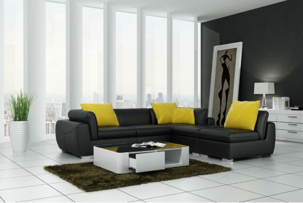 Canapé en cuir Canapé canapé paysage vivant canapé d'angle Eck Suite Design Moderne Canapé F3014 nouveau