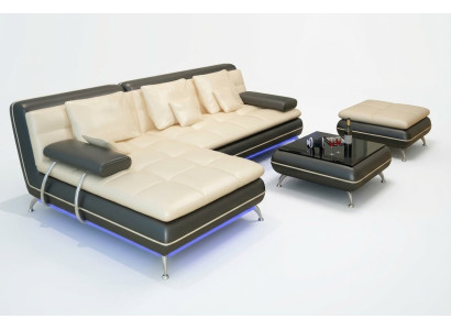 Canapé en cuir Canapé Canapé d'angle Canapé d'angle Suite d'angle Design Canapé moderne neuf F3015