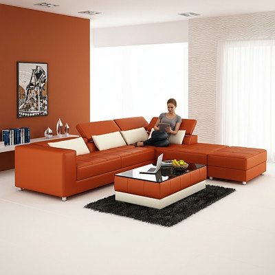 Canapé en cuir Canapé paysager Coin de canapé Suite de coin Design Canapé moderne F3018