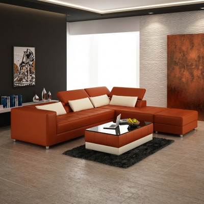 Canapé en cuir Canapé paysager Coin de canapé Suite de coin Design Canapé moderne F3018
