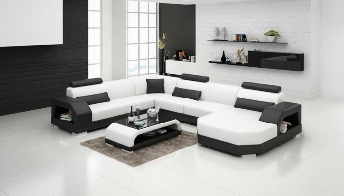 Canapé en cuir Canapé Canapé en coin Canapé d'angle Suite d'angle Design Canapé moderne G8001