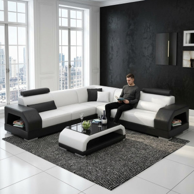 Canapé en cuir Canapé Canapé d'angle Canapé d'angle Suite design Moderne Canapé G8001B